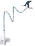 Lamicall Gooseneck Phone Holder Bed - [Nylon Braided] Flexible Arm, Overall Length 38inch, 360 Adjustable Clamp Clip, Overhead Cell Phone Mount Stand for Bed, Blue White - color: blue white
