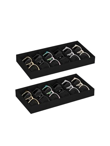 Sunglass Organizer Tray,Eyeglass Storage for Multiple Glasses,Jewelry and Sunglasses Drawer Organizer (Black 2) - color: Black 2