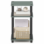 Furinno JUST Side Table, 3-Tier End Table, Open Shelves Night Stand, Bedside Table, Toolless Assembly, for Living Room, Bedroom, Bathroom, Sage Green - color: Sage Green/Black, size: 3-Tier, Round Pole, style: 1-Pack
