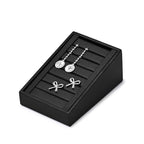 Oirlv Premium PU Leather Ring Tray Display Stand Slotted Ring Showcase Display Jewelry Organizer Jewelry Holder for Trade Show(Black) - color: Leather black