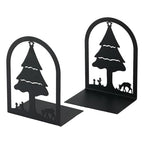 Aertiavty 2 Pcs Bookends for Shelves, Heavy-Duty Morden Tree Book Ends, Non-Skid Metal Bookends, 1 Pair Large Decorative Book Holder for Home and Office, Black Book Stopper, Forest - style: Tree