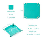 SANQIANWAN PU Leather Arc Edge Jewelry Valet Tray for Man and Women, Portable Mini Entryway Table Tray Bedside Nightstand Desk Tray Small Travel Dish Plate for Key,Wallet,Watch,Coin (WaterGreen) - color: Watergreen