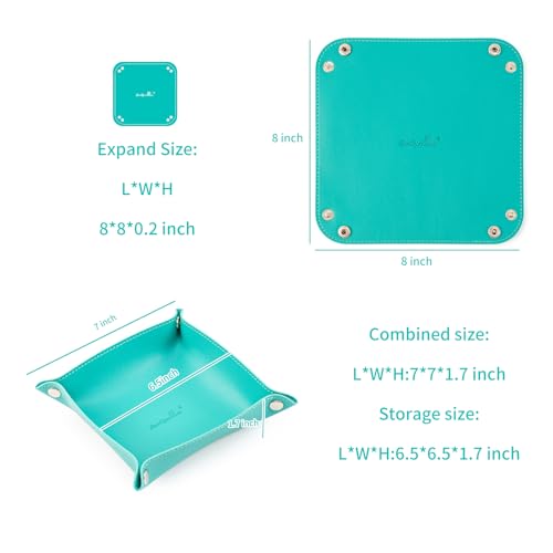 SANQIANWAN PU Leather Arc Edge Jewelry Valet Tray for Man and Women, Portable Mini Entryway Table Tray Bedside Nightstand Desk Tray Small Travel Dish Plate for Key,Wallet,Watch,Coin (WaterGreen) - color: Watergreen