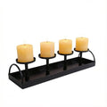 Rectangular Candle Holder, Black Metal Candle Stand | Modern Multi-Candle Display | for Dining Table, Bar Top Decor | Length 36CM/14.2 Inches