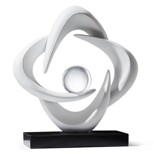 Abstract Art Sculpture, Resin Gold Decorative Statue, Modern White Ornaments for Living Room, Decorativas Modernas for Coffee Table/Entryway/Office Collectibles (White) - color: White