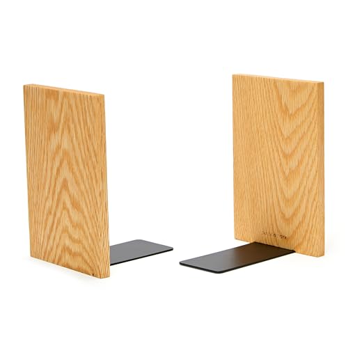 Pandapark Wood Decorative Bookends,Non-Skid Bookend for Shelves,Heavy Duty Bookends,Book Stand for Books/CDs,1 Pair (Oak Master) - color: Oak Master