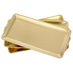 4 Pcs 304 Stainless Steel Food Serving Tray Gold, 12.6×6.3×0.6 Inch Thickened Chassis Rectangular Large Stainless Steel Serving Platter for BBQ Party Buffet Picnic Appetizer