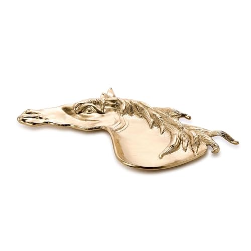Two's Company Derby Horse Trinket/Desk Tray in Antiqued Brass Finish, 6-inch Height
