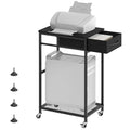 CADUKE 2 Tier PC Stand - Black Computer Tower Stand with Fabric Drawer, Modern Printer Stand with Wheels, Under Desk for Office & Study Room - color: Black