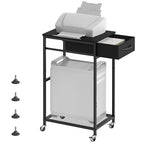 CADUKE 2 Tier PC Stand - Black Computer Tower Stand with Fabric Drawer, Modern Printer Stand with Wheels, Under Desk for Office & Study Room - color: Black