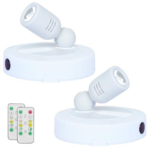 HAMVIDNE LED Spotlight, Battery Operated Spotlights with Remote, Up Lighting for Indoor Plants, Dimmable Tree Spotlight, Picture Lights for Wall Art Display Dartboard Painting Artwork Accent Frames - color: White