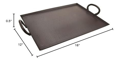 G.E.T. SSTPD-1612-ANT Heavy-Duty Metal Serving/Ottoman Tray with Handles, 16" x 12", Hammered Bronze - color: Antique Bronze, size: 16" x 12" x 0.5"