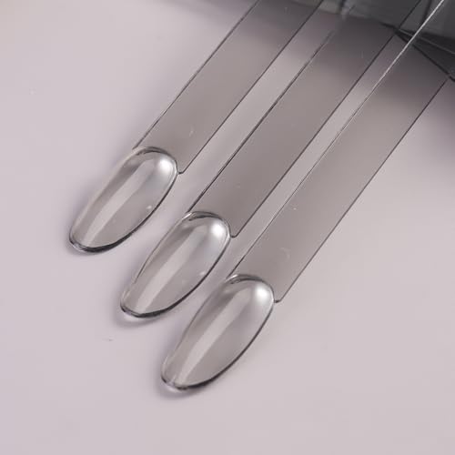 150 Pcs Nail Swatch Sticks with Ring, Transparent Black Oval Shape Nail Art Tips, Acrylic False Nail Sample Sticks for Gel Polish Displaying Colors and Training Nail Tools for Home or Salon Use - color: Transparent Black Oval