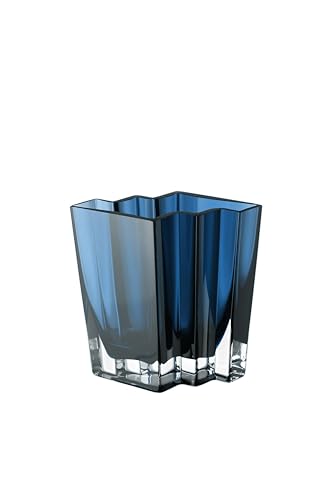 Glass - Vase - Blue - Teal - Chevron Design - 6.75" Height - Heavy Durable - Made in Europe - by Barski