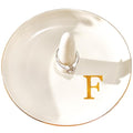 Ceramic Initials Jewelry Tray Ring Dish With Personalized F-Monogrammed Engagement Wedding Gifts, for Birthday Mother's Day for Women, Ceramic White 4.7" x2.4" - style: F