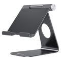 OMOTON Tablet Stand Holder Adjustable, T1 Desktop Aluminum Tablet Dock Cradle Compatible with iPad Air/Mini/Pro 11/12.9, iPad 10.2/9.7, Samsung Tab and More, Black - color: Black