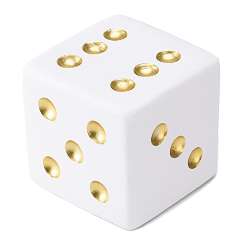 BRABUD Resin Jumbo Dice Decor White & Gold Dice Statue Living Room Bedroom Office Photographic Decoration 2.7'' TQGJBS377 - color: White, size: 2.7''