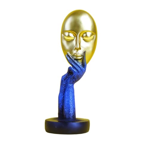 Elegant Abstract Thinking Woman Resin Sculpture - Modern Minimalist Geometric Decor, 7 Colors, 2 Sizes (12" and 15") - Contemporary Art for Living Room and Study (Blue Gold 12 inch) - color: Blue Gold 12 Inch