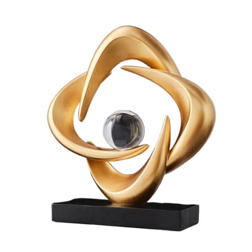Cool Stuff to Put on Shelves Modern Abstract Sculpture Decoration, White Resin Tabletop Decorative Item Room Decor Aesthetic(Gold a) - color: Gold a