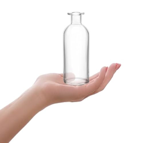 Nexboraque 12 Pack Glass Bud Vases, Clear Small Vases in Bulk Decorative Glass Flower Bottles for Table Centerpiece, Home Decor, Office, Wedding Reception