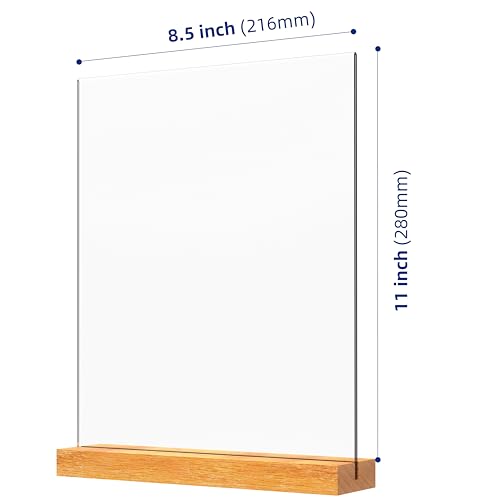 Acrylic Sign Holder with Wood Base 8.5x11 Inch Vertical and Slant Displays (5 Pack 8.5*11") - size: 5 Pack 8.5*11"