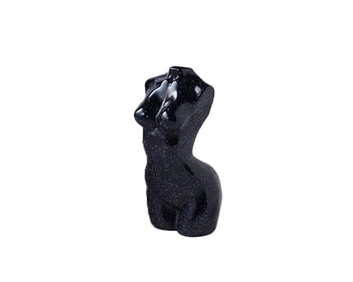 Natural Blue Sandstone Crystal Female Model Figurine Hand Carved Body Sculpture Statue Gemstone Small Figurine Reiki 3 Inch Home Office Decor Ornaments 100-150 Grams - color: Blue Sandstone