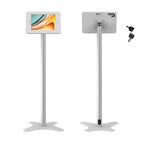 Tablet Floor Stand Compatible with 10.2" iPad 7 8 9, Rotate Lockable Metal Tablet Enclosure+Aluminum Pole+Metal Base - BSF302WT - color: White, size: iPad 7/8/9 (10.2")