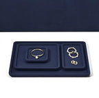Microfiber Jewelry Trays Stackable Ring Earring Bracelet Necklace Bangle Watch Display Tray Drawer Organizer 3.93 * 3.93 * 0.59inch (Blue - color: Blue, size: 10*10cm Tray
