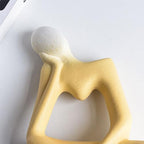 Abstract Thinker Sculpture, Modern Minimalist Art Figurine, Sand Beige