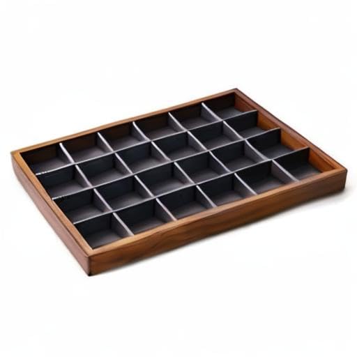 Oirlv 24 Grid Wood Jewelry Tray Microfiber Interior Jewelry Drawer Organizer Showcase Display Box Ring Earrings Holder(Grey) - color: Grey 24 grid tray