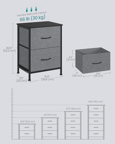SONGMICS BELLAH Collection - Dresser for Bedroom, Chest of Drawers, Nightstand, 2 Drawers, Storage Organizer Unit, Closet, Entryway, Modern, Slate Gray ULGS312GN02S - color: Slate Gray, size: 1 Pack