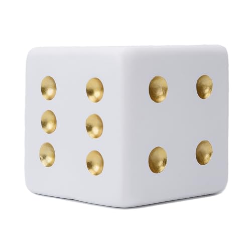 BRABUD Resin Jumbo Dice Decor White & Gold Dice Statue Living Room Bedroom Office Photographic Decoration 4.9'' TQGJBS603 - color: White, size: 4.9''