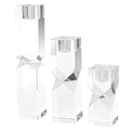 Crystal Candle Holders Set of 3, Clear Taper Candle Holder Decor, Table Centerpieces for Home Party and Wedding Decoration(3.9''/5.9''/7.9'' Height)