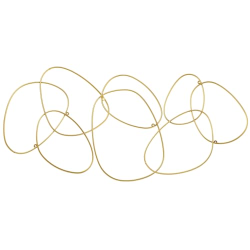 Hicarer 3 Pcs Interlocking Rings Wall Sculpture Gold Metal Home Wall Decor Abstract Aesthetic Gold Decoration for Art Bedroom Living Room Bathroom Home(Circle) - style: Circle