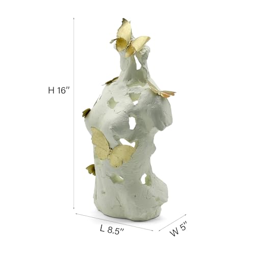Lukitas Abstract Female Bust with Butterflies Sculpture, Aphrodite Statue, Body Figurine Art Decor, Beauty of Defects, Greek Goddess Bust Ornament for Office Living Room Desk Shelf, Beige, Resin 16" - color: Beige