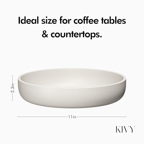 KIVY Concrete Fruit Bowl for Kitchen Counter - Large Decorative Bowl for Home Decor - Modern Fruit Basket for Entryway Table - Concrete Bowl - Decorative Bowls for Home Decor - White Fruit Bowl Decor - color: Cream, style: Flat