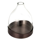 Creative Co-Op Sophisticated Glass Cloche with Metal Tray, Clear and Black Nickel - color: Nickel