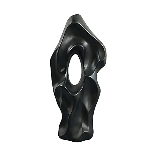 Abstract Ceramic Vase, Modern Flower Arrangement Vases Decor for Home Office Living Room Ornaments,Black - color: Black