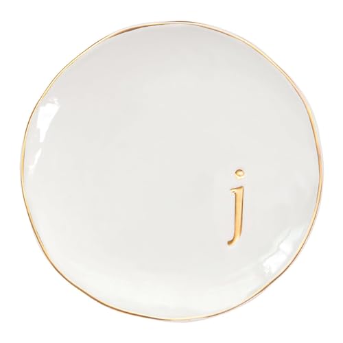 COLLECTIVE HOME - Ceramic Jewelry Tray, Decorative Trinket Dish for Rings Earrings Necklaces Bracelet Watch Keys, Birthday Mother's Day Christmas Gift for Women, 4.75", Glossy (j) - color: J