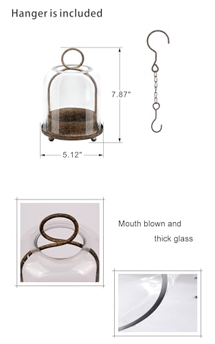 5"x7.5" Versatile Modern Metal Hurricane Lantern with Handmade Sturdy Glass Dome in Rustic Brown for 3" Pillar Candle & Plants, Industrial, Farmhouse, Shabby Chic (Brown, 5"x7.5" for 3" Pillar) - color: Brown, size: 5"x7.5"