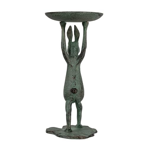 Creative Co-Op Cast Iron Bunny Rabbit Pillar Candle Holder (Holds 3 Inch Pillar Candle), Patina Finish - color: Patina