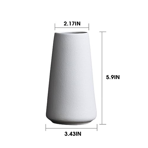 Modern White Small Ceramic Vase Set of 6 for Living Room Bedroom 5.9'' Minimalist Fresh Flower Vases for Home Decor Office Fireplace Centerpieces Nordic Style Gift for Fake Plant 6 Pack - color: 6 Pack White - Style 1