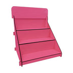 Wooden Portable Retail Table Display Stand Countertop 3 Step Riser Craft Shows, Farmers Markets Tradeshows |No Hardware Assembly Flat Pack Soap Display CBD Jewelry Spices Cups Tumblers Coasters - color: Pink