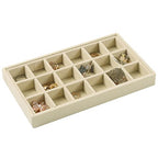 DIOMMELL Set of 8 Stackable Velvet Jewelry Trays Organizer, Jewelry Storage Box Display Trays Showcase Holder Closet Dresser Drawer Organizer for Earring Necklace Bracelet Ring Accessary, Beige
