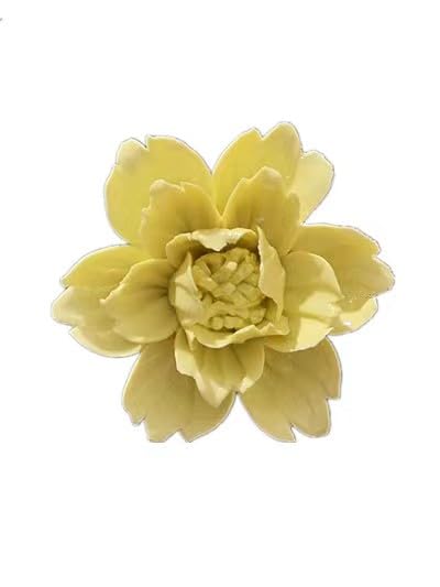 Ceramic Flower Wall Art, Artificial 3D Plant, Handmade 3D Wall Art Hanging Sculpture, Porcelain Flower Decoration for Home Office Decor (Yellow，Peony，2.76") - color: Yellow,Peony,2.76"