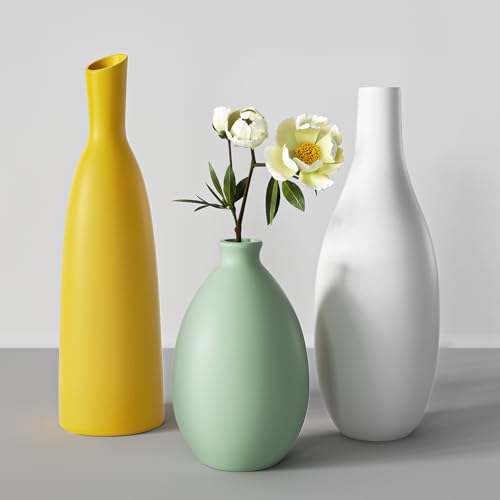 Ceramic Flower Vase Set, Modern Farmhouse Decorative Vases for Dining Room,Bookshelf Office Entryway(Multicolored Mix Set 3) - color: Multicolor