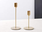 Modern Metal Gold Candlestick Holders for Wedding Decoration Skinny Tapered Candle Holder for Home Decor Bar Party (S+L)