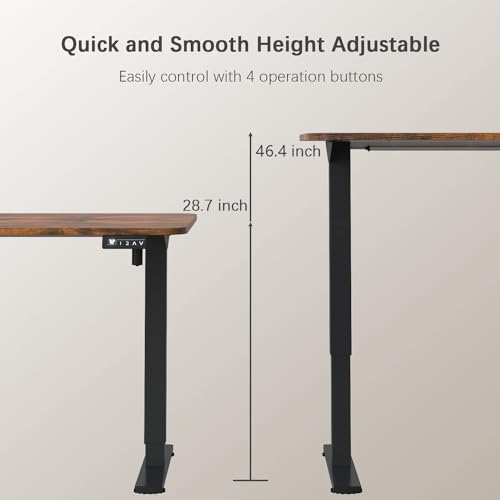 Furmax Electric Height Adjustable Standing Desk Large 48 x 24 Inches Sit Stand up Desk Home Office Computer Desk Memory Preset with T-Shaped Metal Bracke, Brown - color: Brown, size: 48 Inch