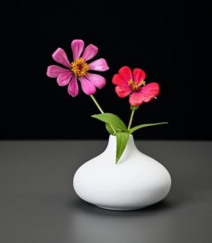 Set of 9 Ceramic Bud Vases for Pampas Grass Flowers, Small Vases in Bulk for Centerpieces Boho Vases for Wedding Decorations Neutral Living Room and Bedroom Decor DIY Gift (White) - color: White