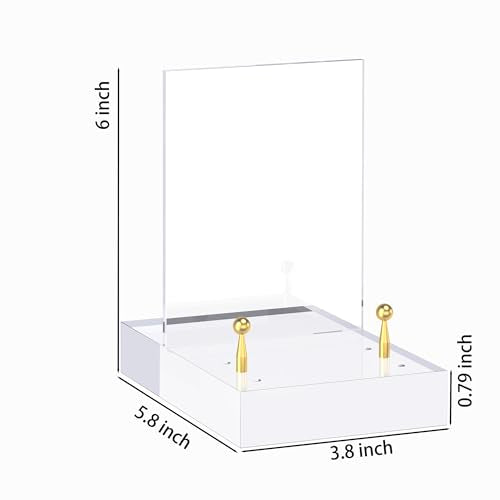Acrylic Easel Display Stand with Adjustable Gold-Toned Hardware for Pictures, Crystal Clear Acrylic Stand with Floating Appearance for Cookbook, Invitation and Plates